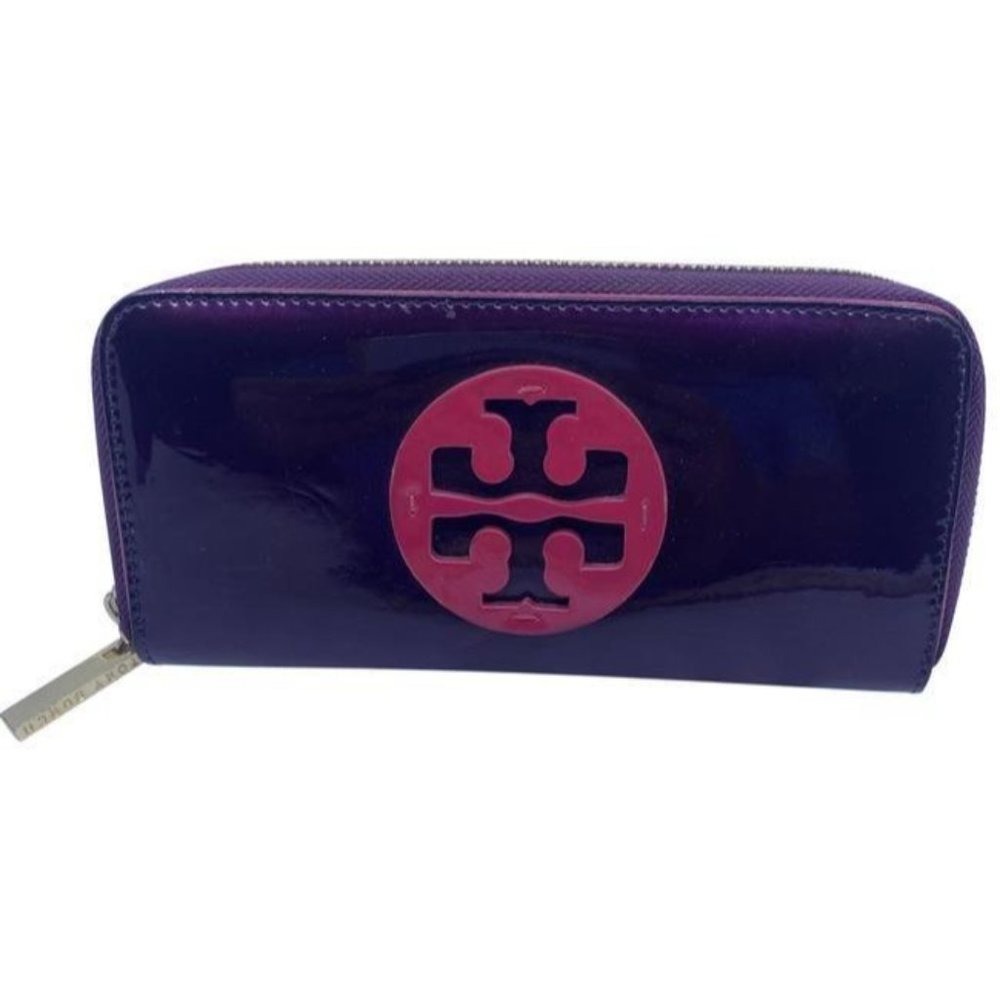 Tory Burch Purple Pink Patent Leather Continental